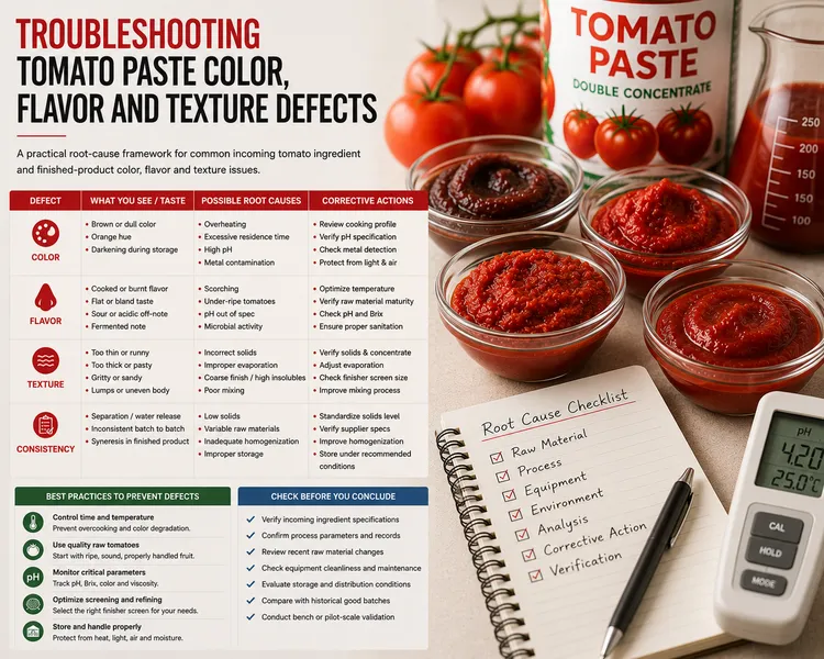Troubleshooting Tomato Paste Color, Flavor and Texture Defects