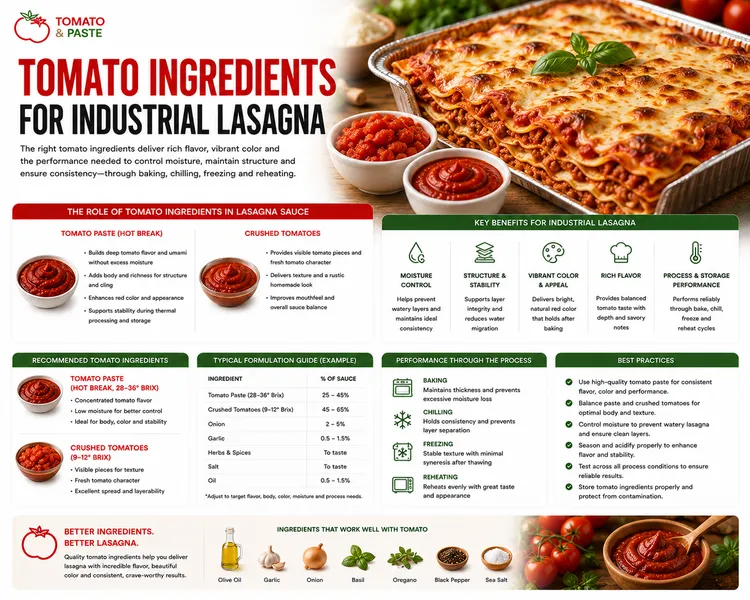 Tomato Ingredients for Industrial Lasagna
