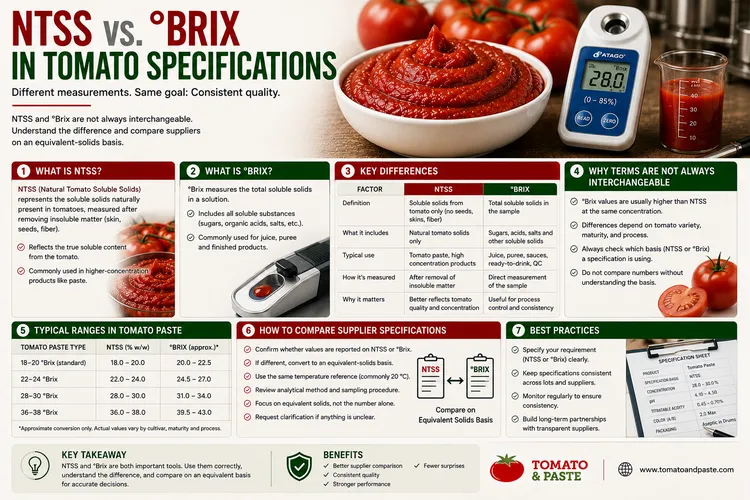NTSS vs. °Brix in Tomato Specifications